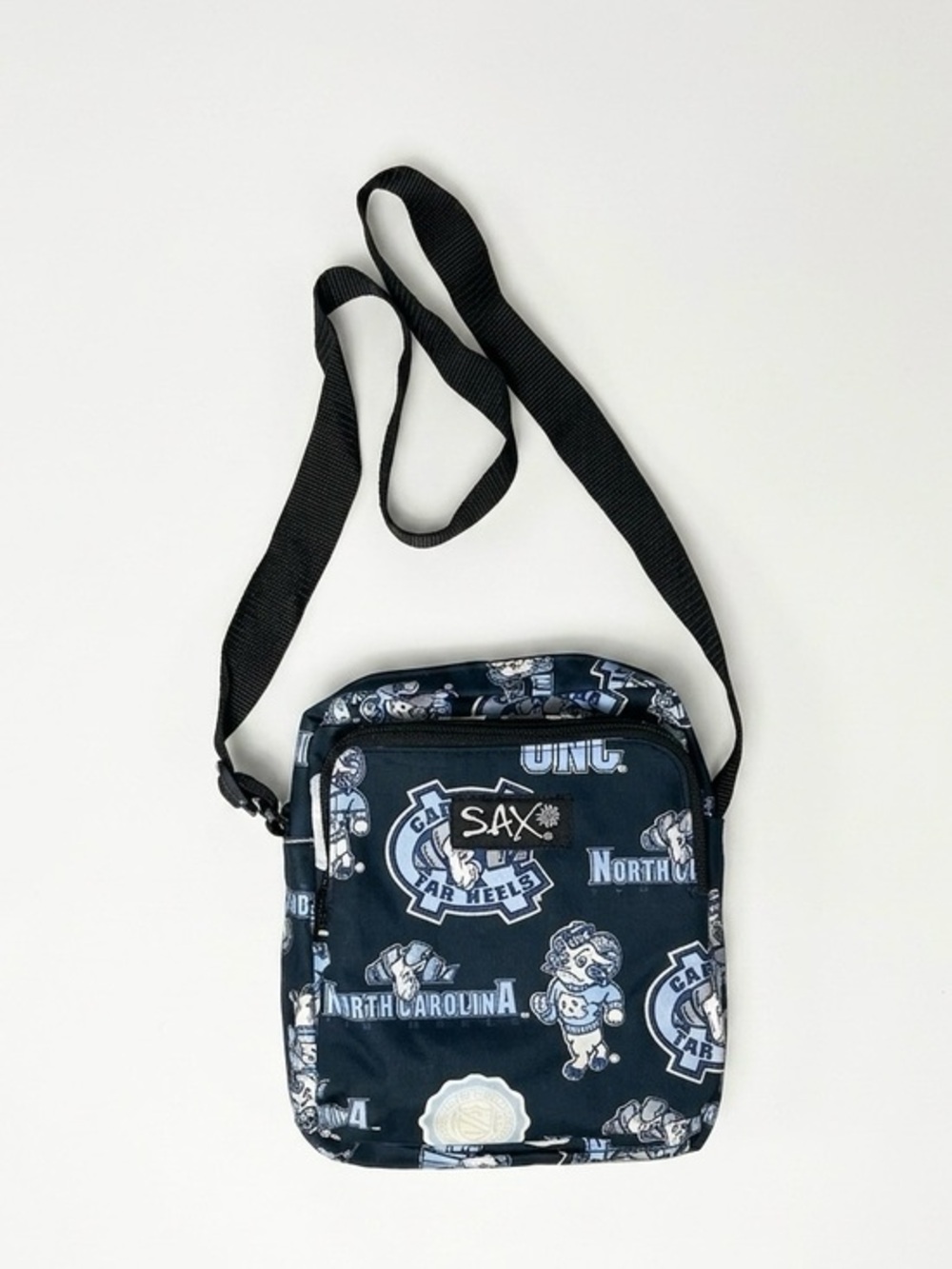 Vintage 90s SAX Carolina UNC Tar Heels All-Over Graphic Print Bag